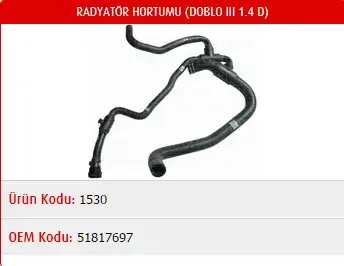 MASTER M1530 Radyatör Alt Hortumu 51817697 resmi