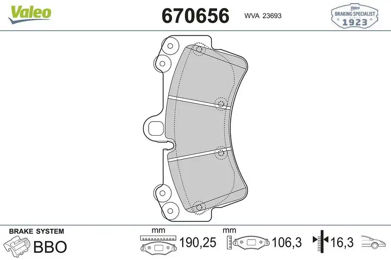 VALEO 670656 Ön Fren Balatası resmi