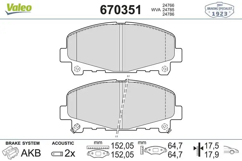 VALEO 670351 Ön Fren Balatası 45022TL0G51 resmi
