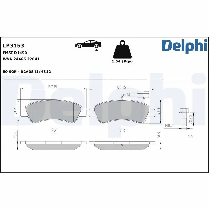 DELPHI LP3153 Arka Fren Balatası resmi
