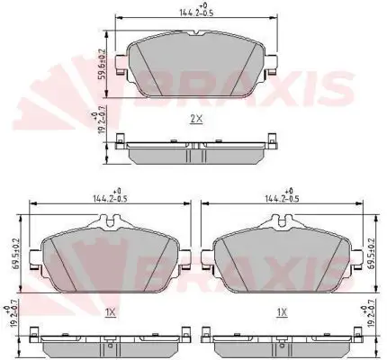BRAXIS AA0624 Ön Fren Balatası A0084203620 resmi