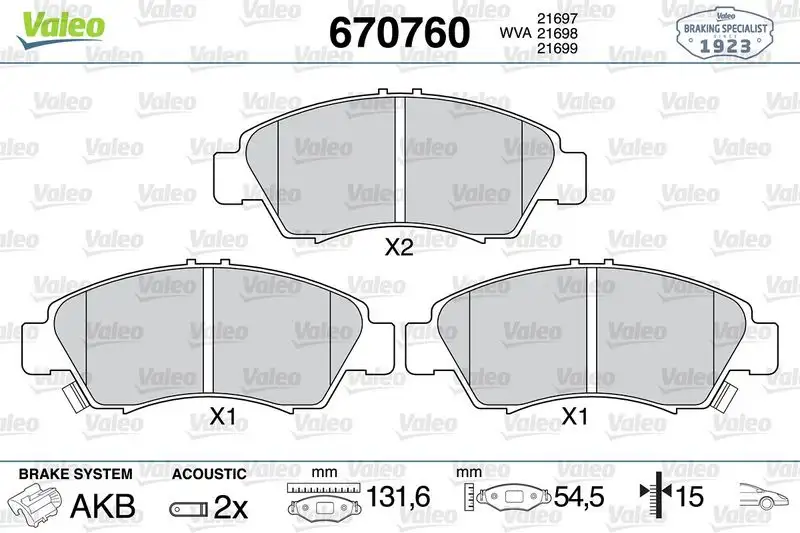 VALEO 670760 Ön Fren Balatası resmi