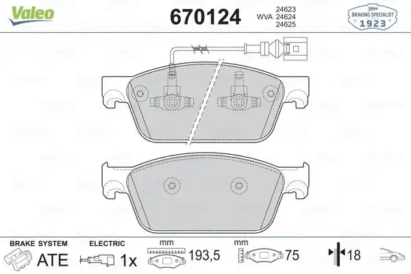 VALEO 670124 Ön Fren Balatası resmi