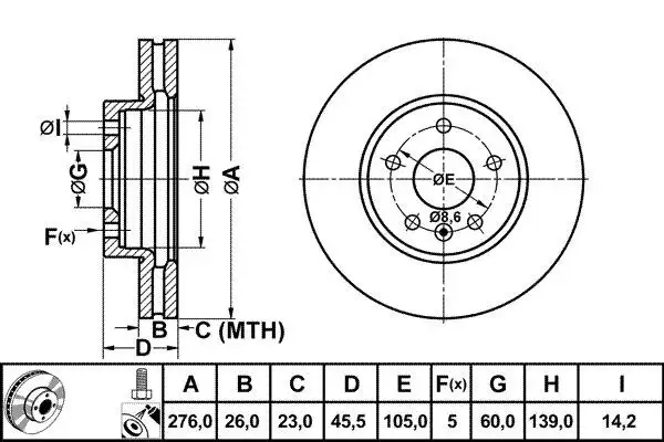 MGA 50196 Ön Fren Diski 13502045 resmi