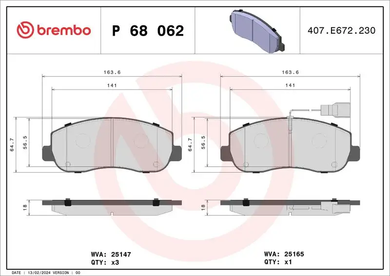 BREMBO P68062 Ön Fren Balatası resmi