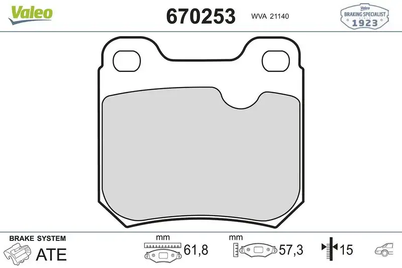 VALEO 670253 Arka Fren Balatası resmi
