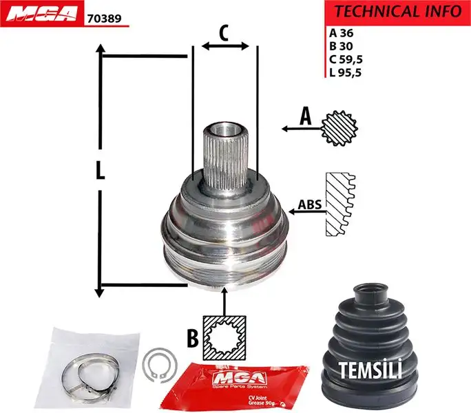 MGA 70389 Aks Kafası (Dış) 1K0498099E resmi