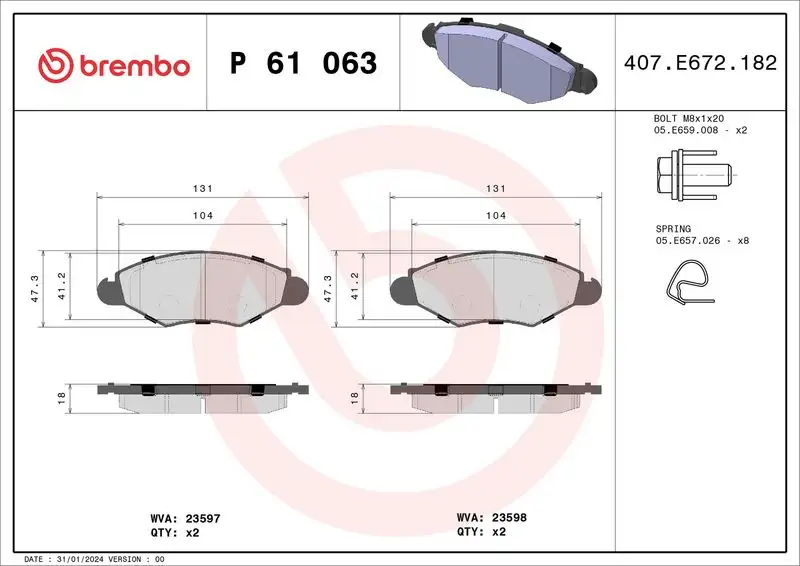 BREMBO P61063 Ön Fren Balatası resmi