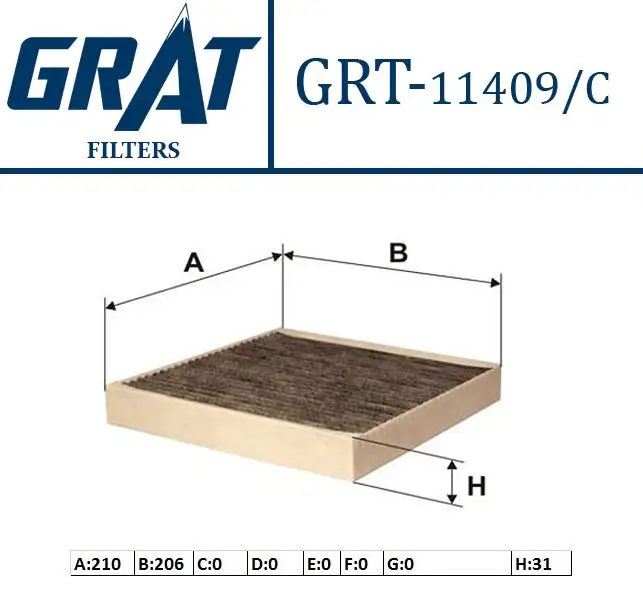 GRAT 11409C Polen Filtresi (Karbonlu) 7701048749 resmi