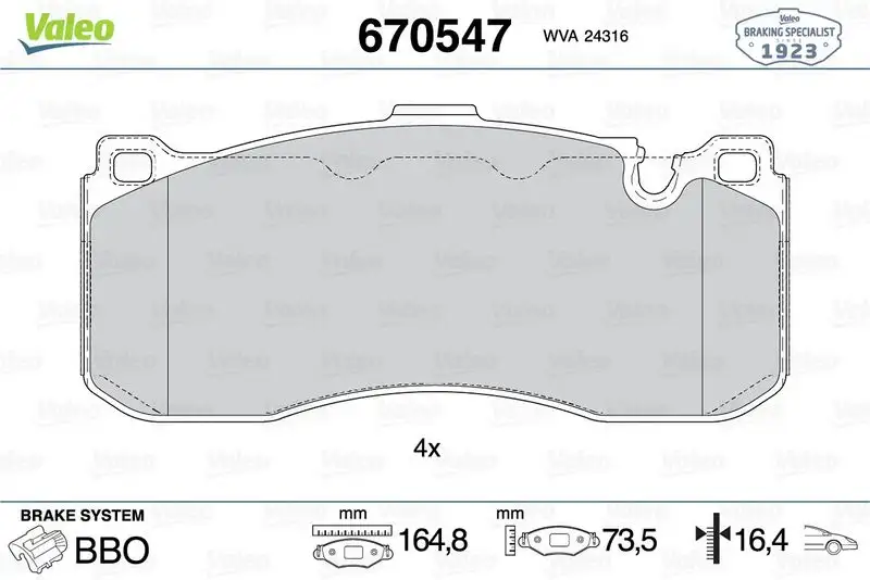 VALEO 670547 Ön Fren Balatası 34116784807 resmi