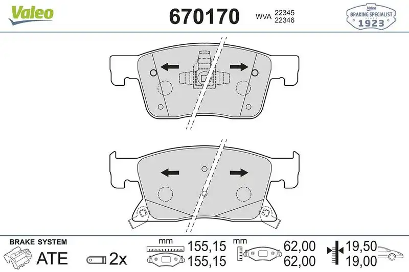 VALEO 670170 Ön Fren Balatası 95526567 resmi