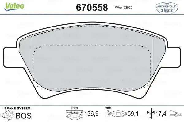 VALEO 670558 Ön Fren Balatası resmi