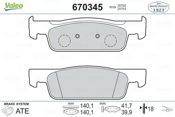VALEO 670345 Ön Fren Balatası resmi