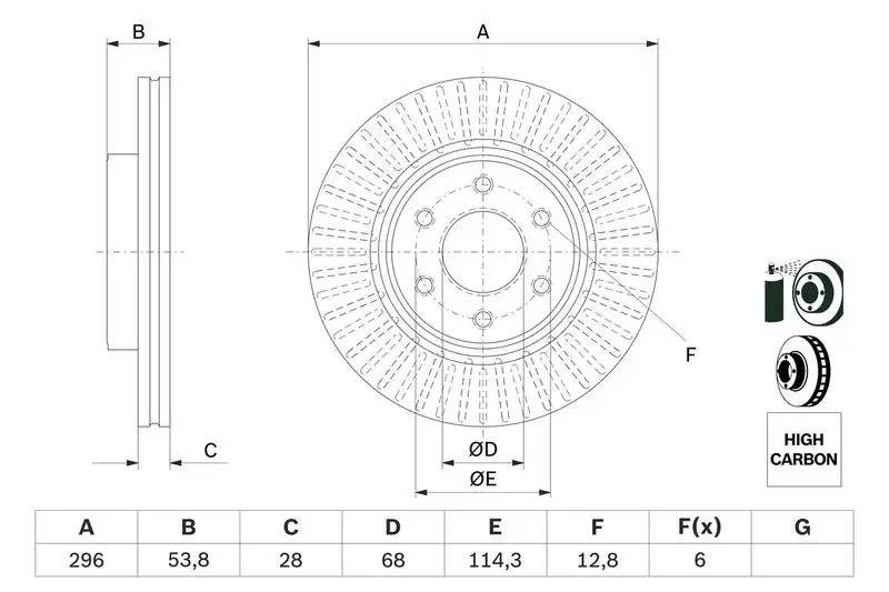 BOSCH 0986479E35 Ön Fren Diski resmi