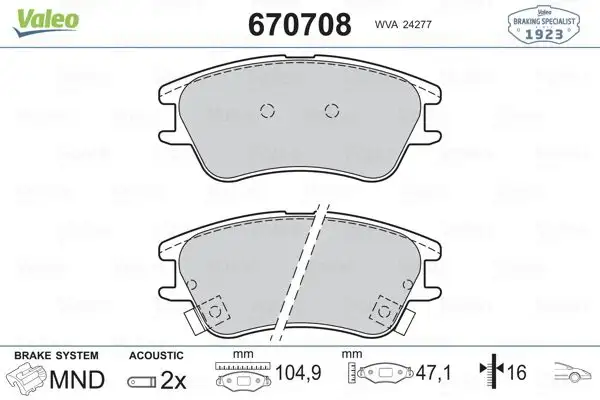 VALEO 670708 Ön Fren Balatası 5810105A10 resmi