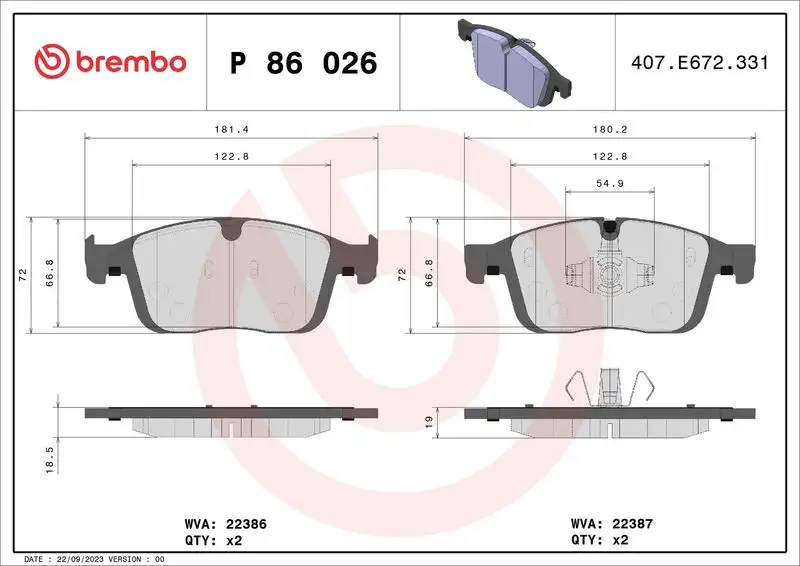 BREMBO P86026 Ön Fren Balatası resmi