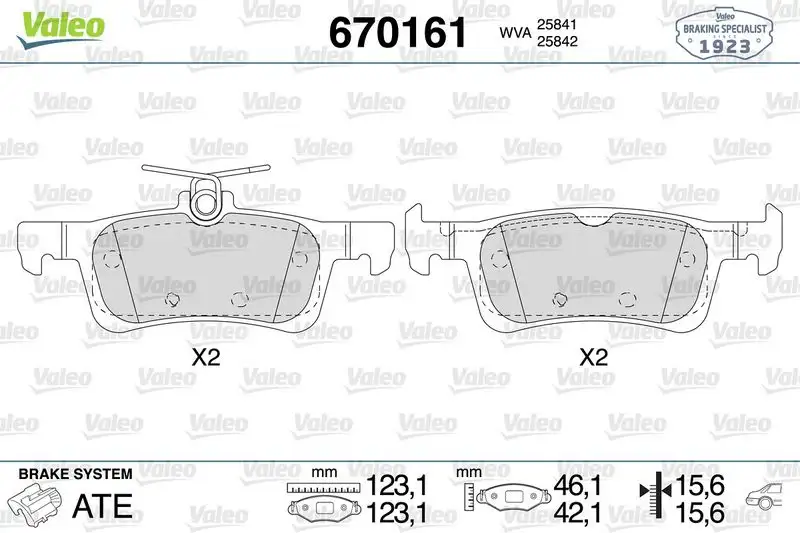 VALEO 670161 Arka Fren Balatası resmi