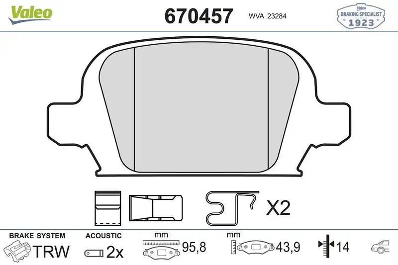 VALEO 670457 Arka Fren Balatası resmi