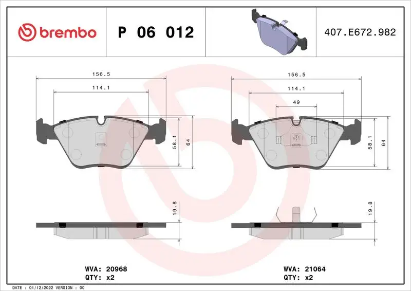 BREMBO P06012 Ön Fren Balatası resmi
