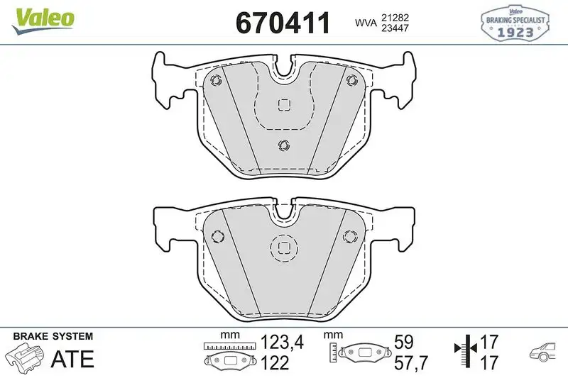 VALEO 670411 Arka Fren Balatası 34216758870 resmi