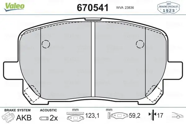 VALEO 670541 Ön Fren Balatası resmi