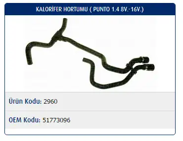 MASTER M2960 Kalorifer Hortumu 51773096 resmi
