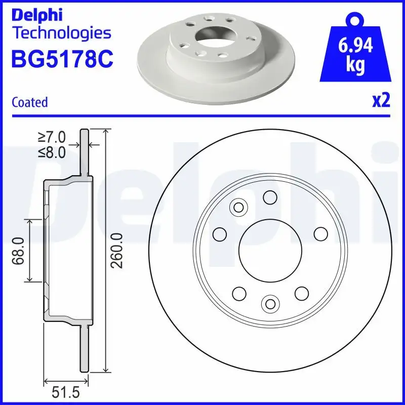DELPHI BG5178C Arka Fren Diski 432064941R resmi