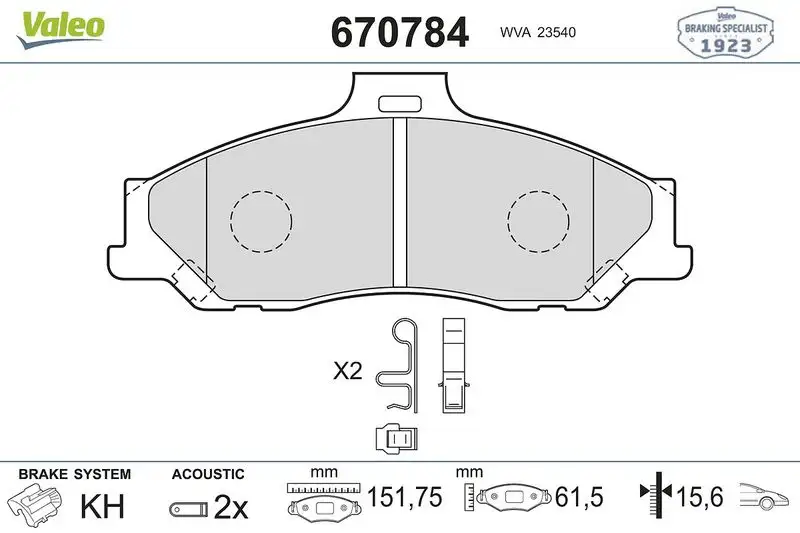 VALEO 670784 Ön Fren Balatası resmi