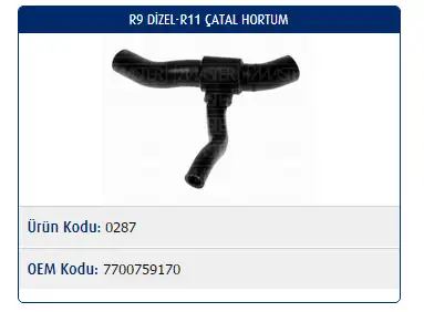 MASTER M0287 Radyatör Alt Hortumu 7700759170 resmi