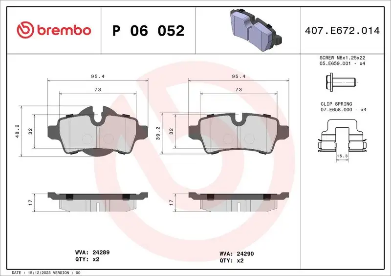 BREMBO P06052 Arka Fren Balatası resmi