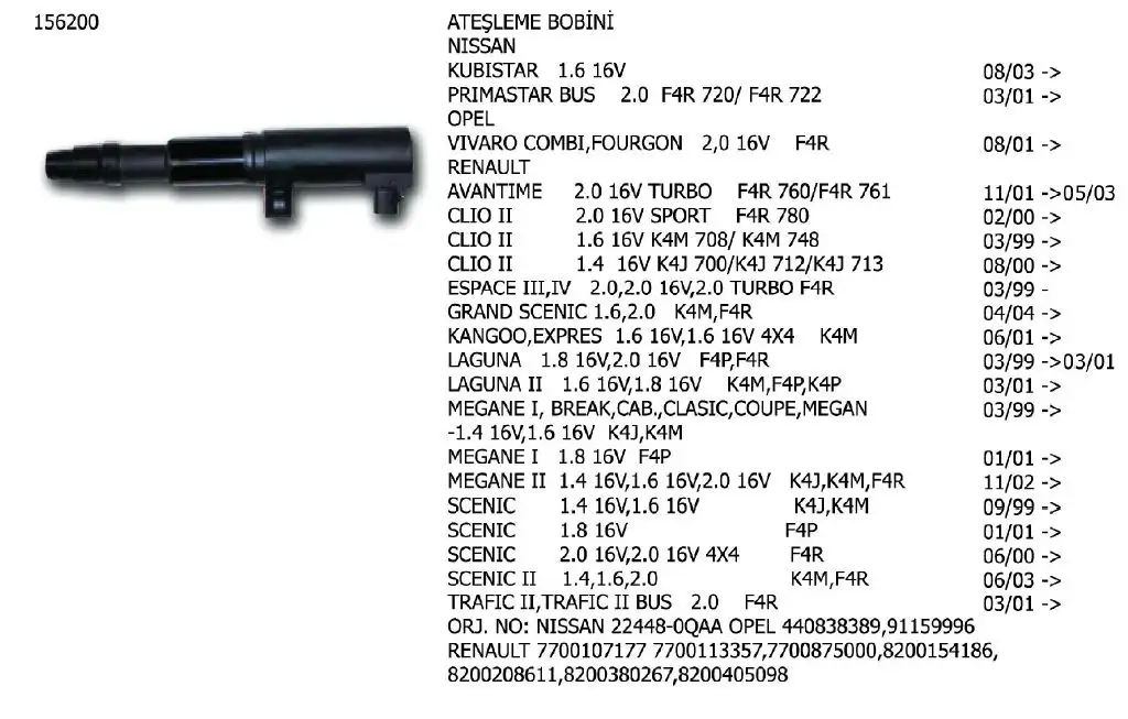 ÜNÜVAR 156200-2 Bobin resmi