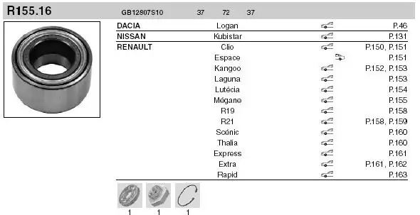 SNR GB12807S10 Ön Aks Rulmanı resmi