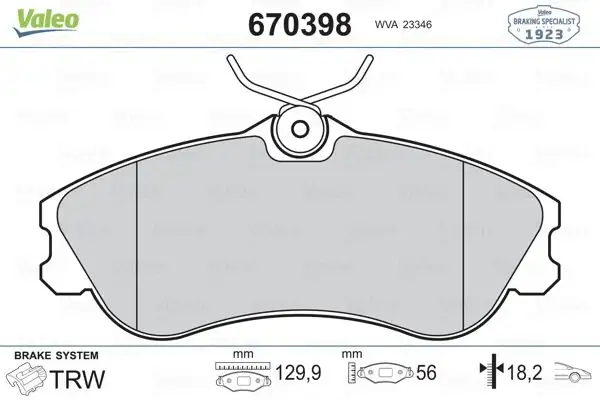 VALEO 670398 Ön Fren Balatası resmi