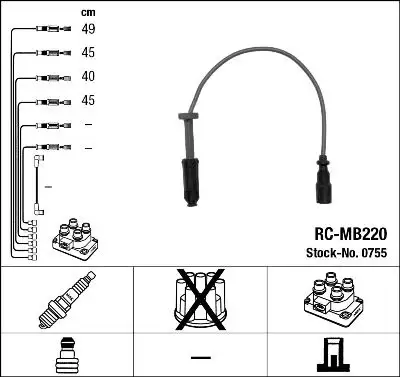 NGK 0755 (RCMB220) Buji Kablosu resmi