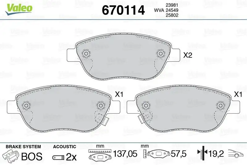 VALEO 670114 Ön Fren Balatası 77366534 resmi