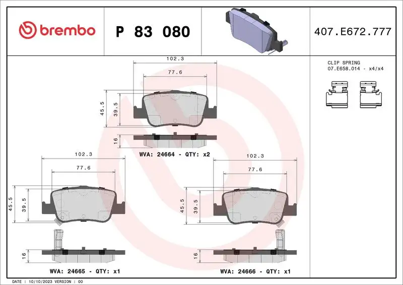 BREMBO P83080 Arka Fren Balatası resmi