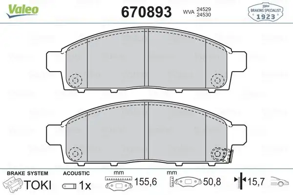 VALEO 670893 Ön Fren Balatası resmi