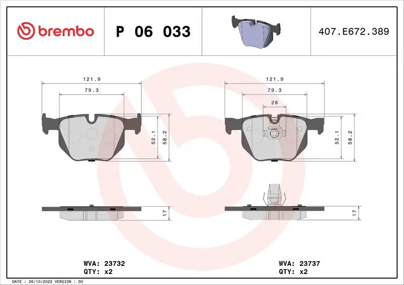 BREMBO P06033 Arka Fren Balatası resmi
