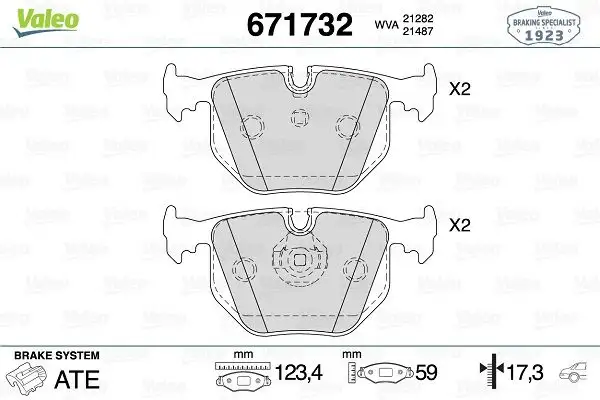 VALEO 671732 Arka Fren Balatası SFP500210 resmi