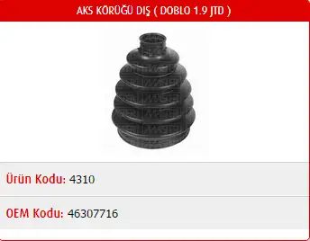 MASTER M4310 Dış Aks Körüğü 46307716 resmi