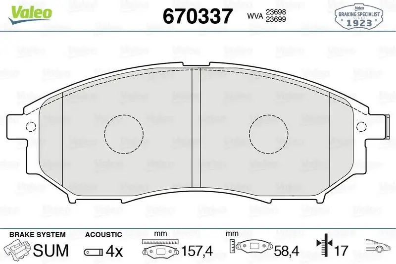 VALEO 670337 Ön Fren Balatası resmi