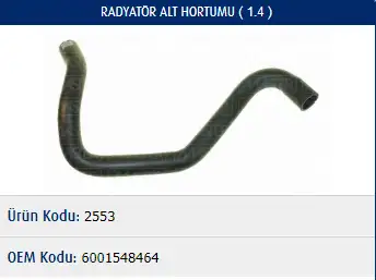 MASTER M2553 Radyatör Alt Hortumu 6001548464 resmi