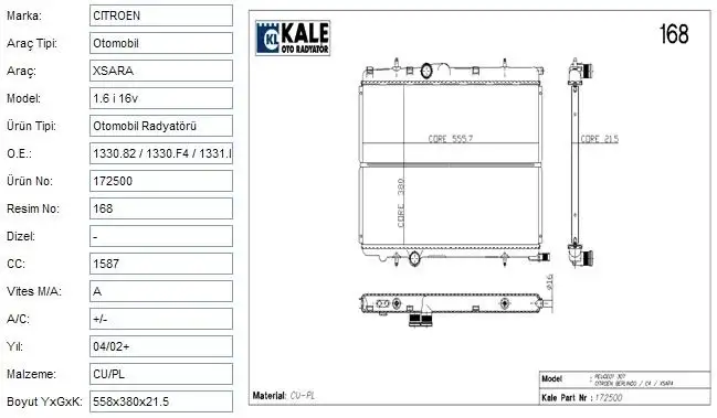 KALE 2015161PA Radyatör resmi