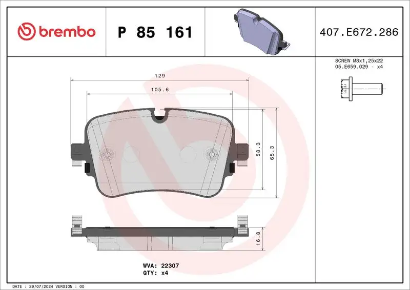 BREMBO P85161 Arka Fren Balatası resmi