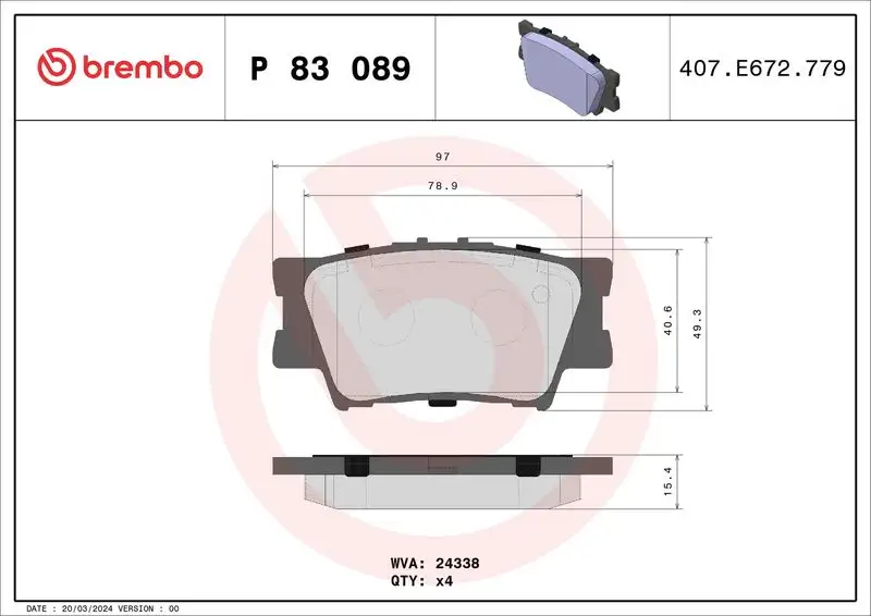 BREMBO P83089 Arka Fren Balatası resmi