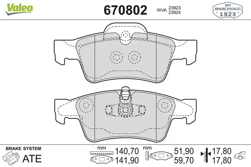 VALEO 670802 Arka Fren Balatası resmi