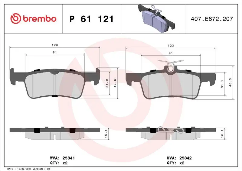 BREMBO P61121 Arka Fren Balatası resmi