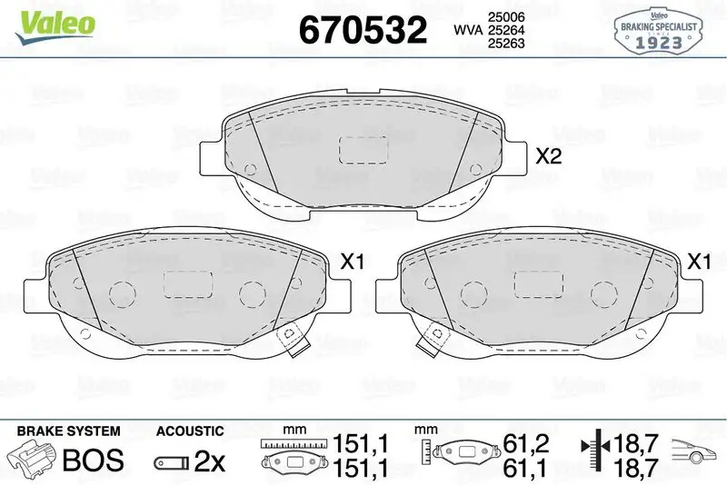 VALEO 670532 Ön Fren Balatası resmi