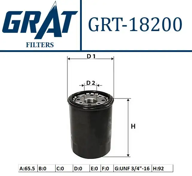 GRAT 18200 Yağ Filtresi 9091503001 resmi