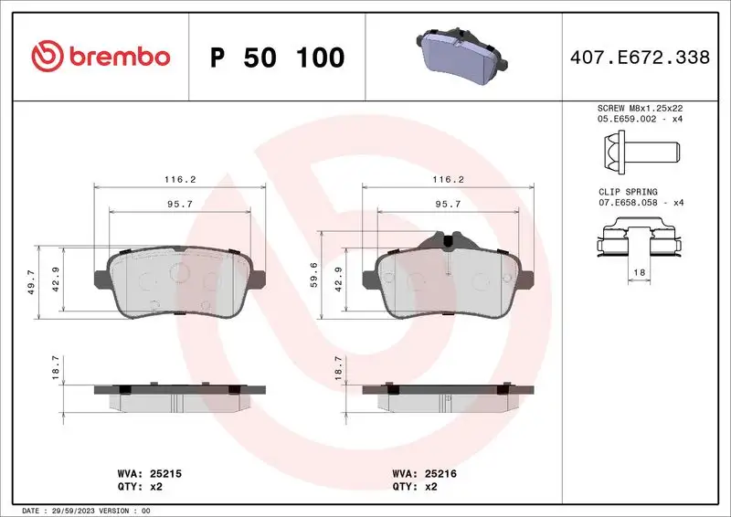 BREMBO P50100 Arka Fren Balatası resmi